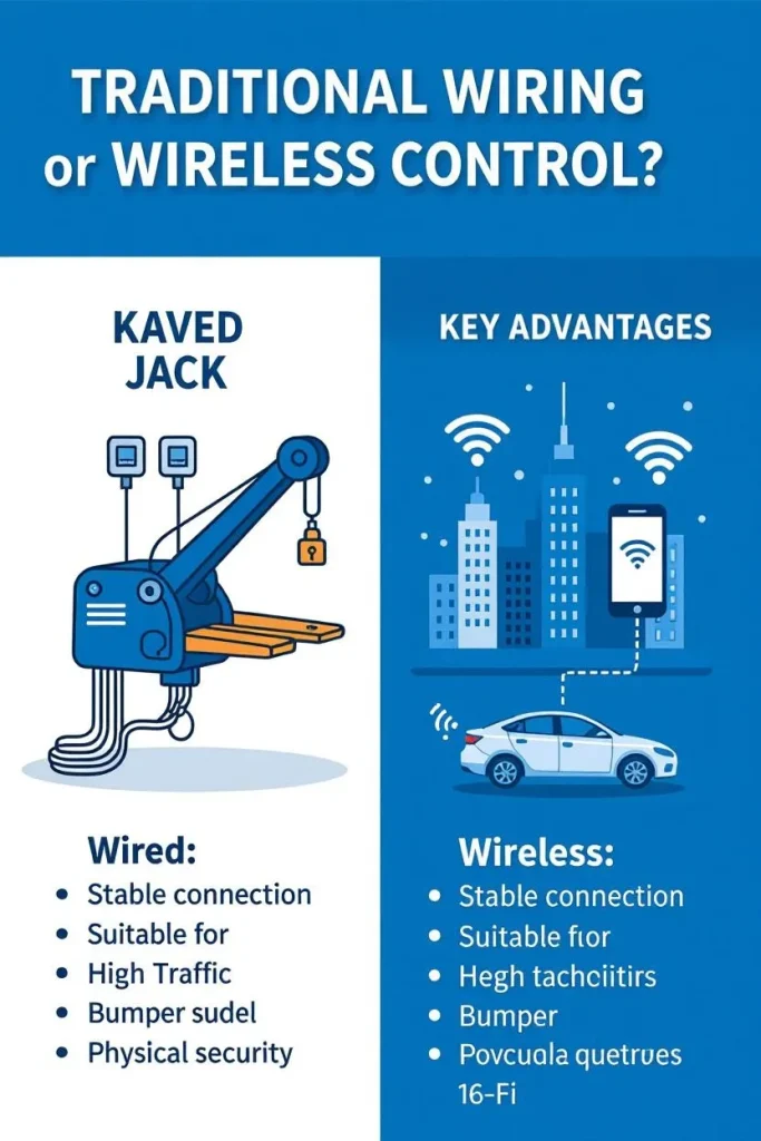 مقایسه فنی جک پارکینگ سیمی و بیسیم 1 جک پارکینگ سیمی و بیسیم